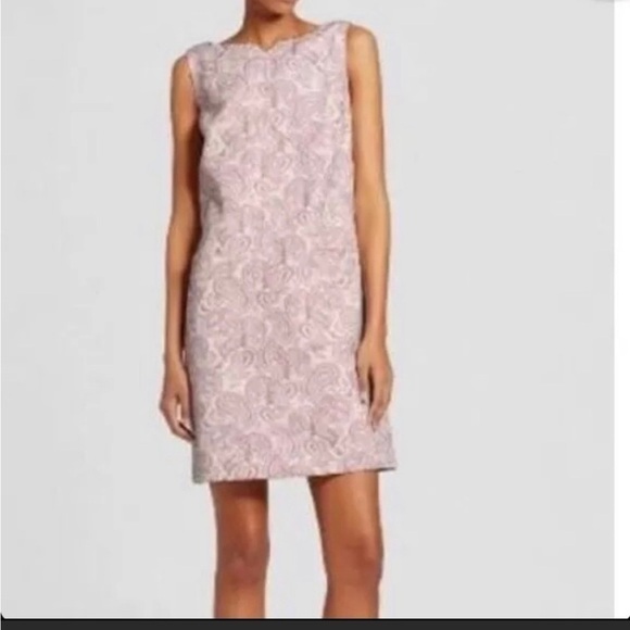NWT Victoria Beckham Target Blush Pink Jacquard Mod Shift Dress Size Medium - Picture 1 of 15